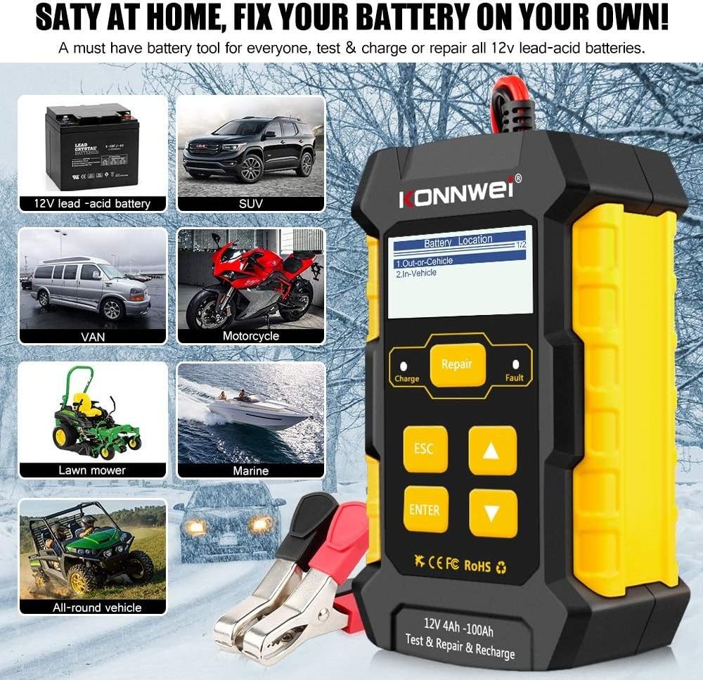 Hybrid Digital Car Battery Capacity Tester Analyzer 100-2000 CCA 12V Lead acid Battery Charger with Pulse Repair 3 in 1