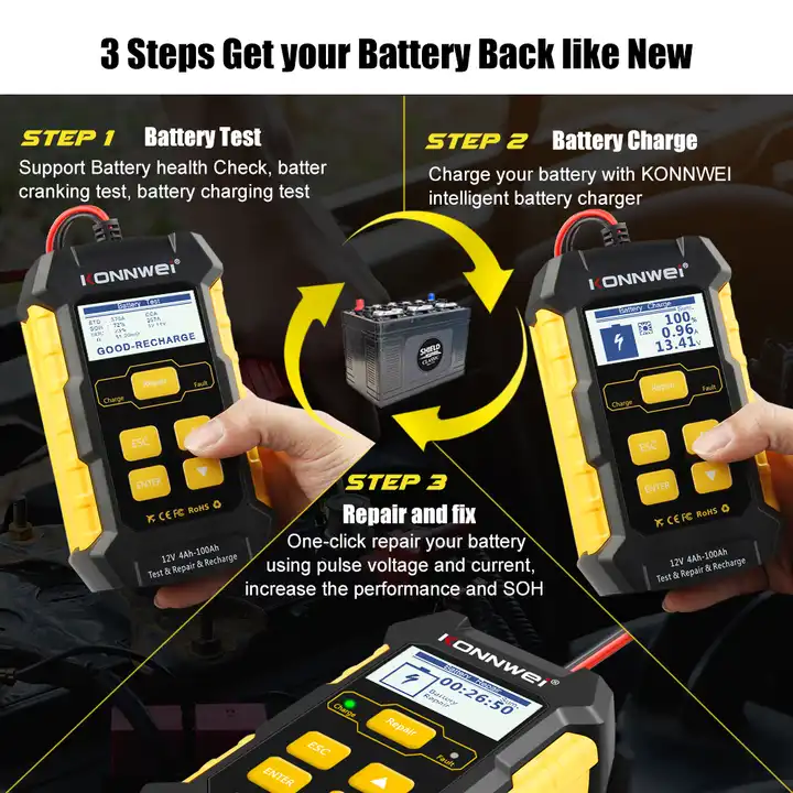 Hybrid Digital Car Battery Capacity Tester Analyzer 100-2000 CCA 12V Lead acid Battery Charger with Pulse Repair 3 in 1