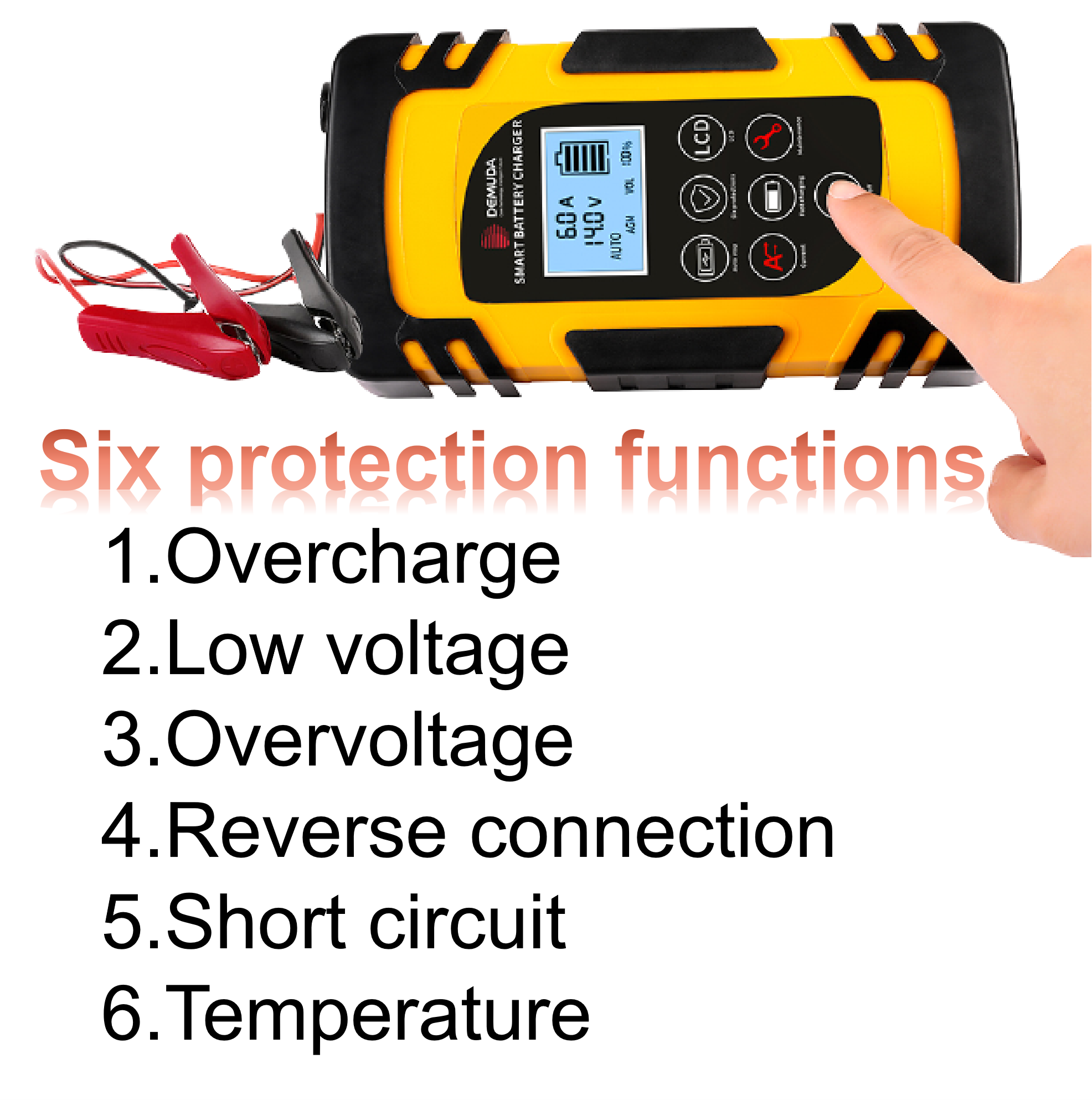 Car Battery Charger 12/24V 8A Touch Screen Pulse Repair LCD Battery Charger For Car Motorcycle Lead Acid Battery Agm Gel Wet