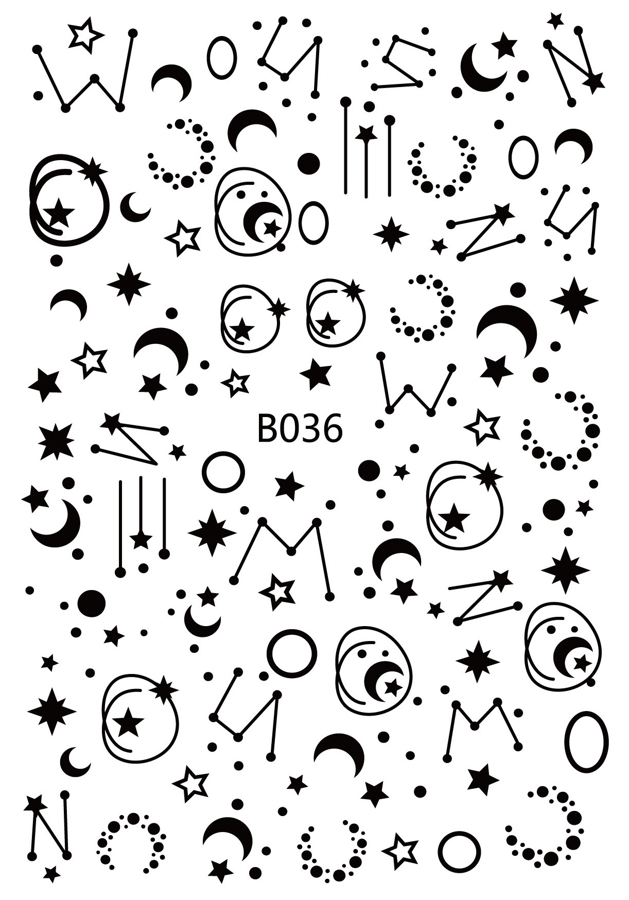 B036 3D Star And Moon Nail Stickers  Constellation Nail Art Decorations Decals