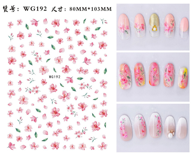 WG190-WG202 3D Cartoon Flower Stickers Children Manicure Wraps Daisy Nail Art Decorations Decals