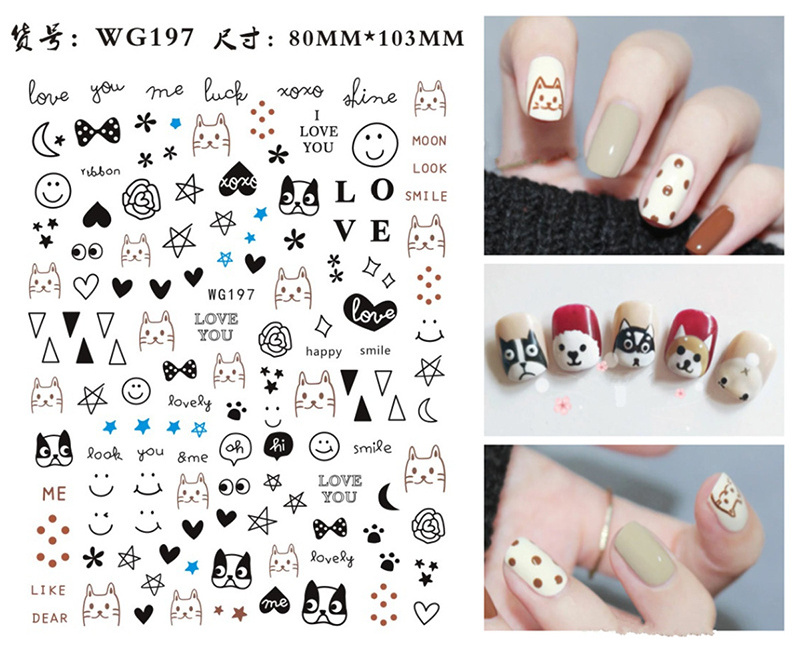 WG190-WG202 3D Cartoon Flower Stickers Children Manicure Wraps Daisy Nail Art Decorations Decals