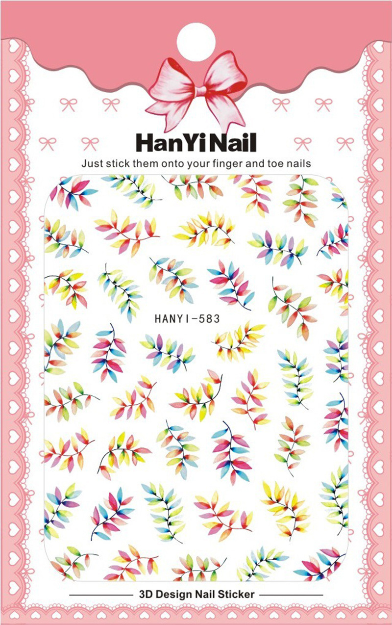 HANYI582-607 3D Autumn Leaf  Nail Art Sticker Flower Nail Art Decoration Decals