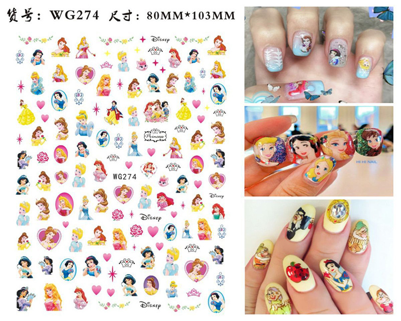 WG266-WG296 3D Cartoon Stickers Children Manicure Wraps Fairy Tale Nail Art Decorations Decals