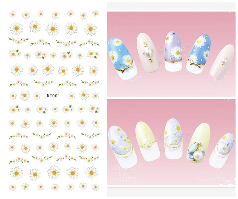 MT001-MT012 3D Adhesive Daisy 2D Nail Art  Stickers Flower Nail  Wraps Decorations  Decals