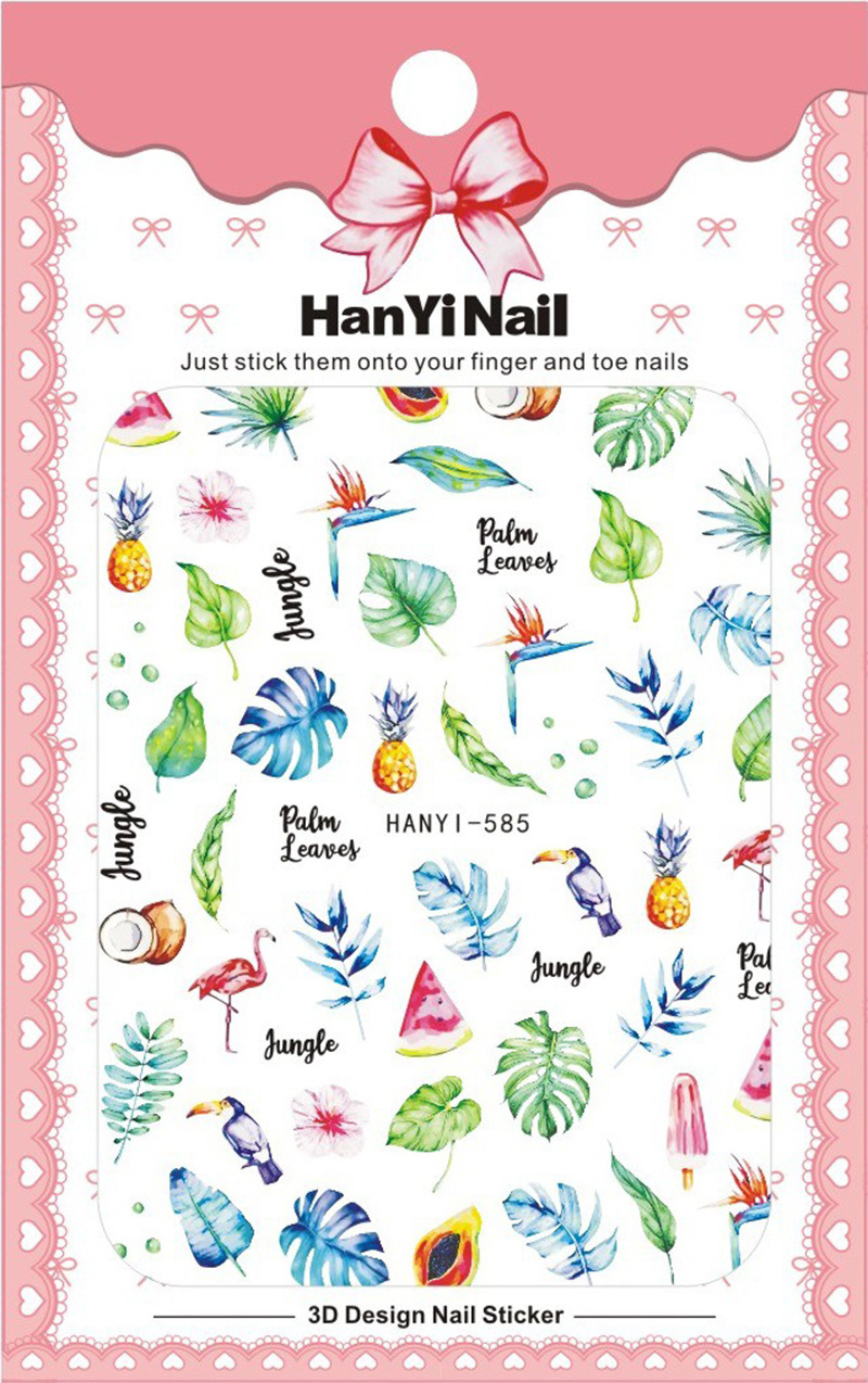 HANYI582-607 3D Autumn Leaf  Nail Art Sticker Flower Nail Art Decoration Decals