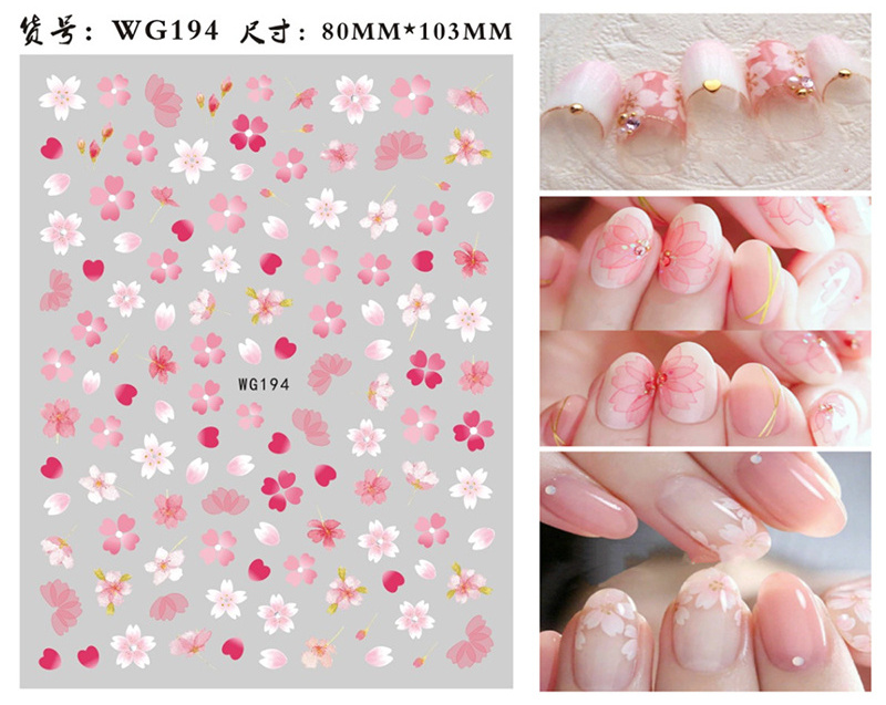 WG190-WG202 3D Cartoon Flower Stickers Children Manicure Wraps Daisy Nail Art Decorations Decals