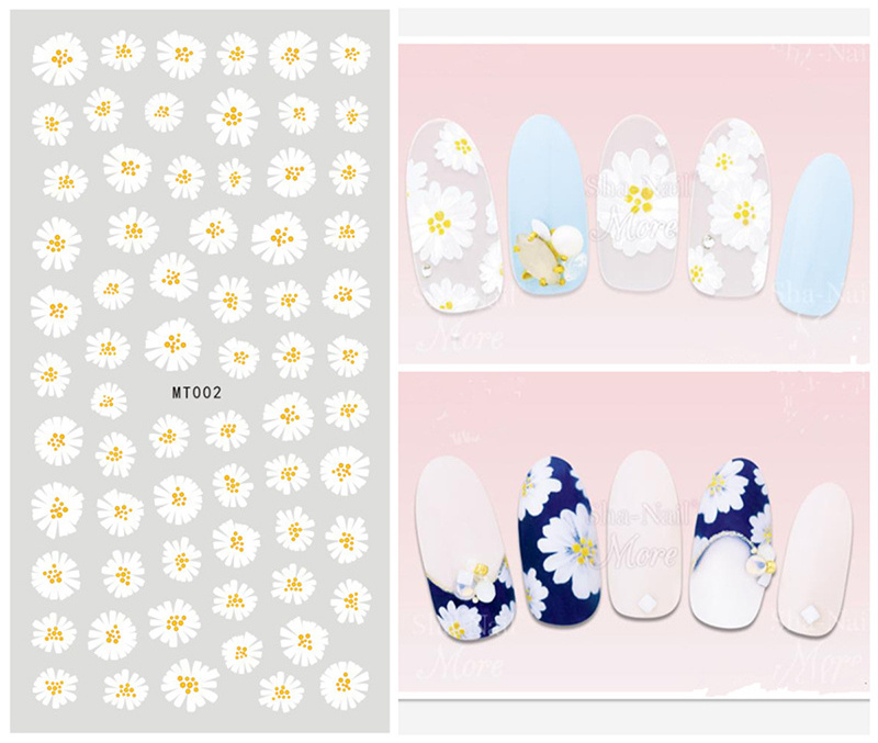 MT001-MT012 3D Adhesive Daisy 2D Nail Art  Stickers Flower Nail  Wraps Decorations  Decals