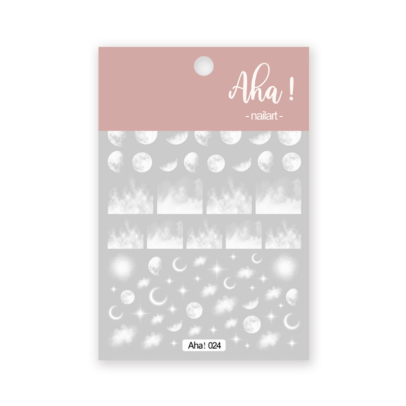 Aha 023-025  Ins Subtransparent  Star Moon Cloud  Design Flower Nail Art Stickers Decorations