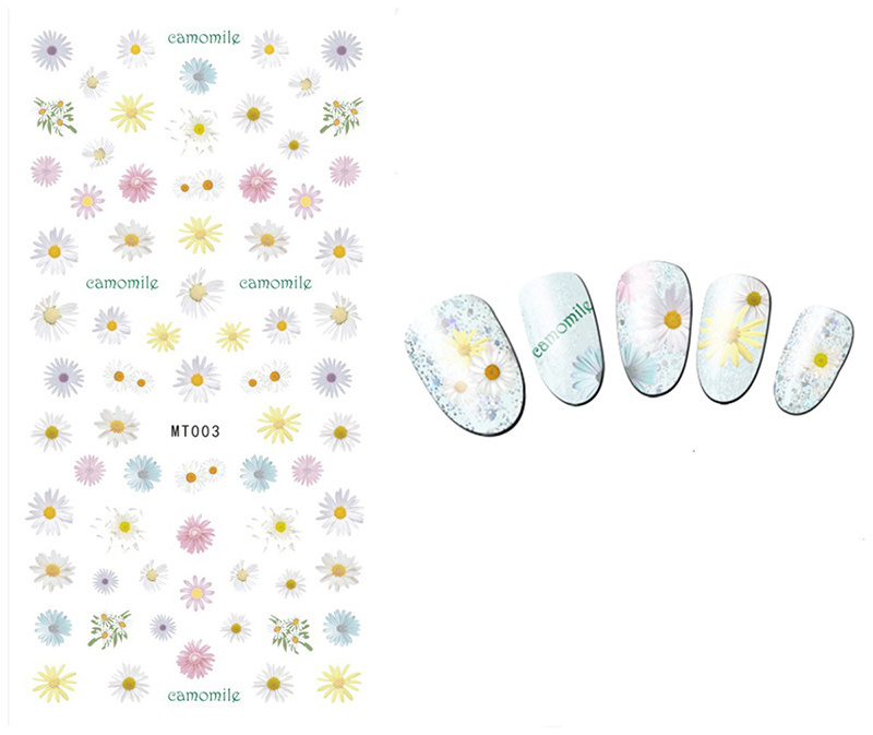 MT001-MT012 3D Adhesive Daisy 2D Nail Art  Stickers Flower Nail  Wraps Decorations  Decals