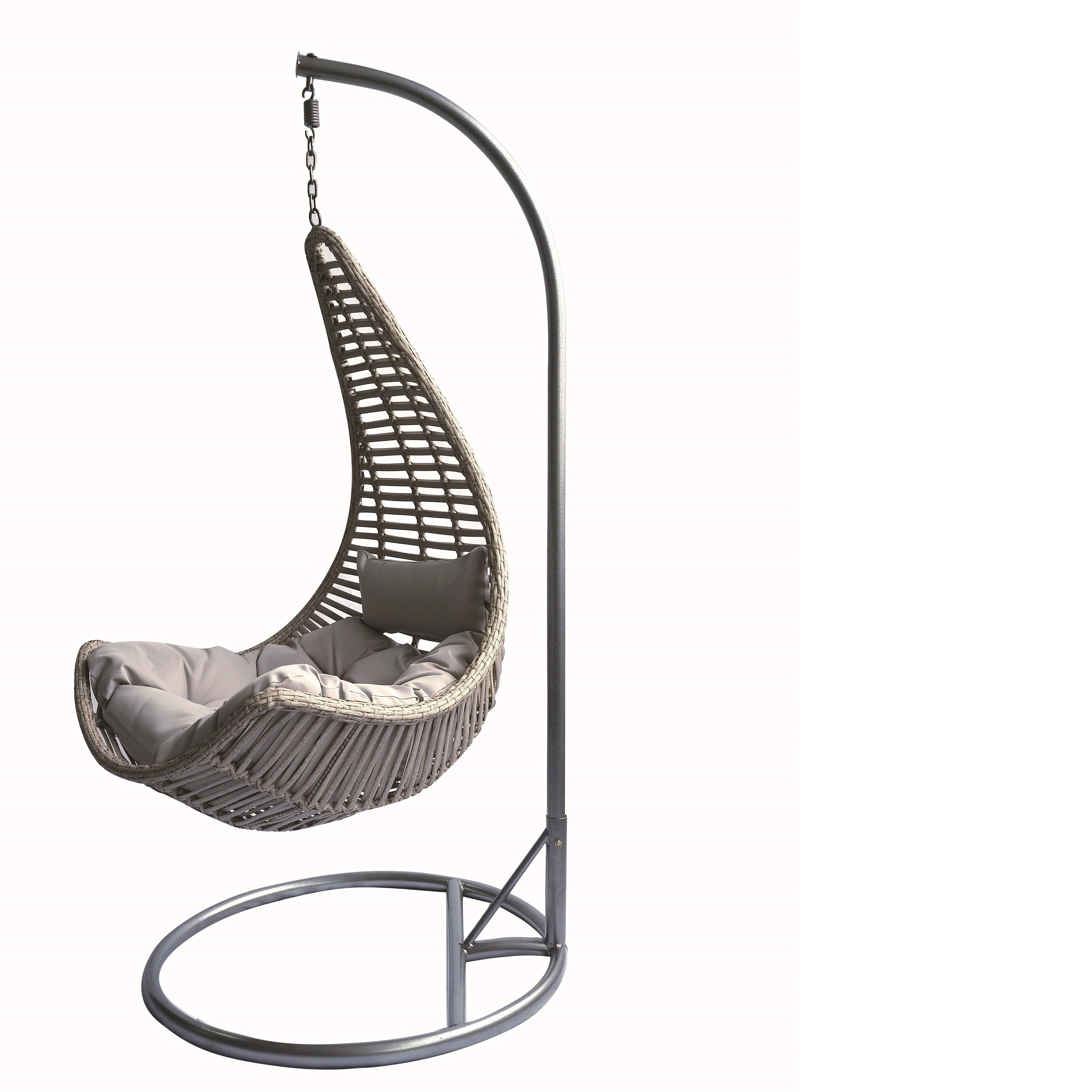 Outdoor Rattan Wicker Single Seat Hanging Egg Swing Chair with Metal Stand Furniture Color Material Origin General Place Model