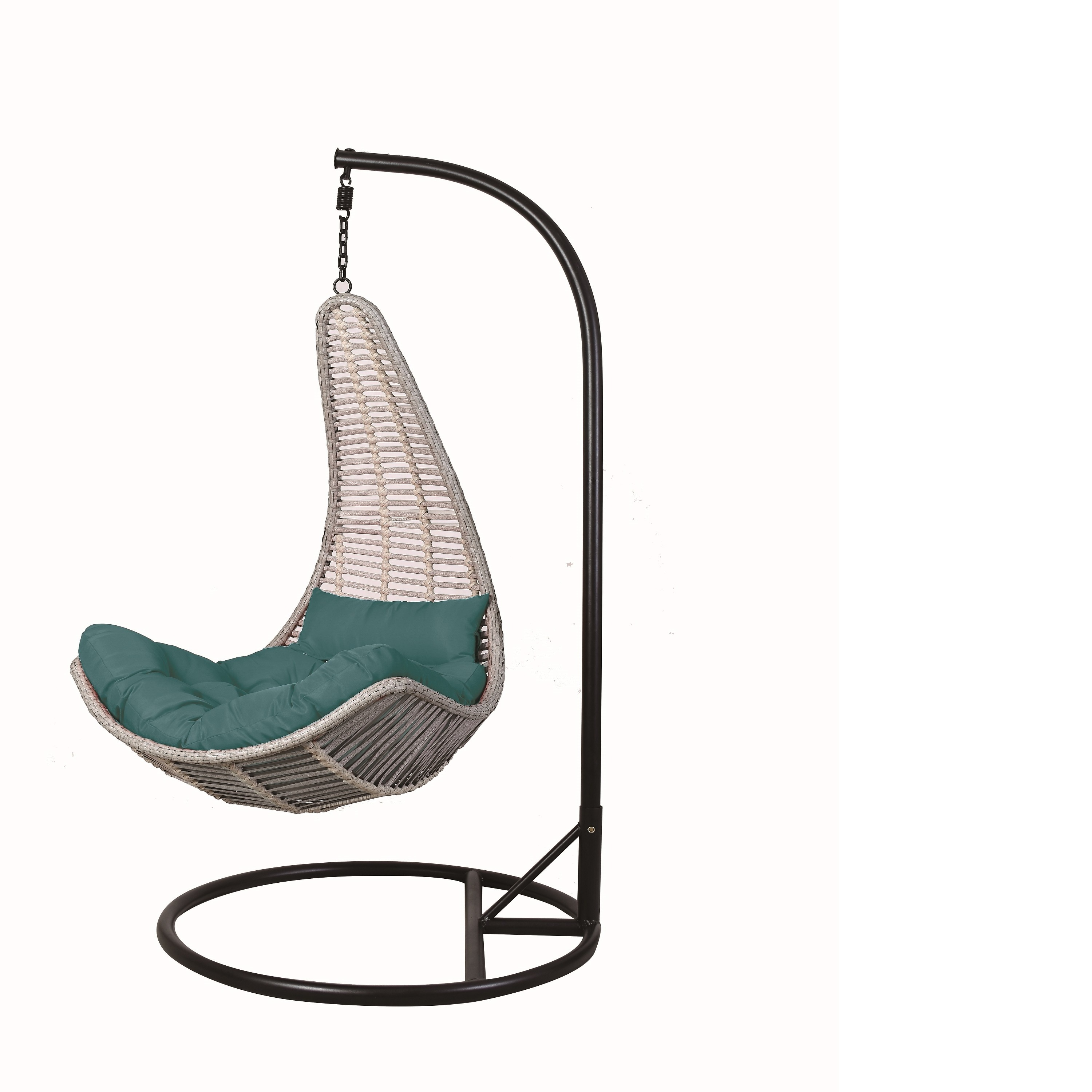 Outdoor Rattan Wicker Single Seat Hanging Egg Swing Chair with Metal Stand Furniture Color Material Origin General Place Model