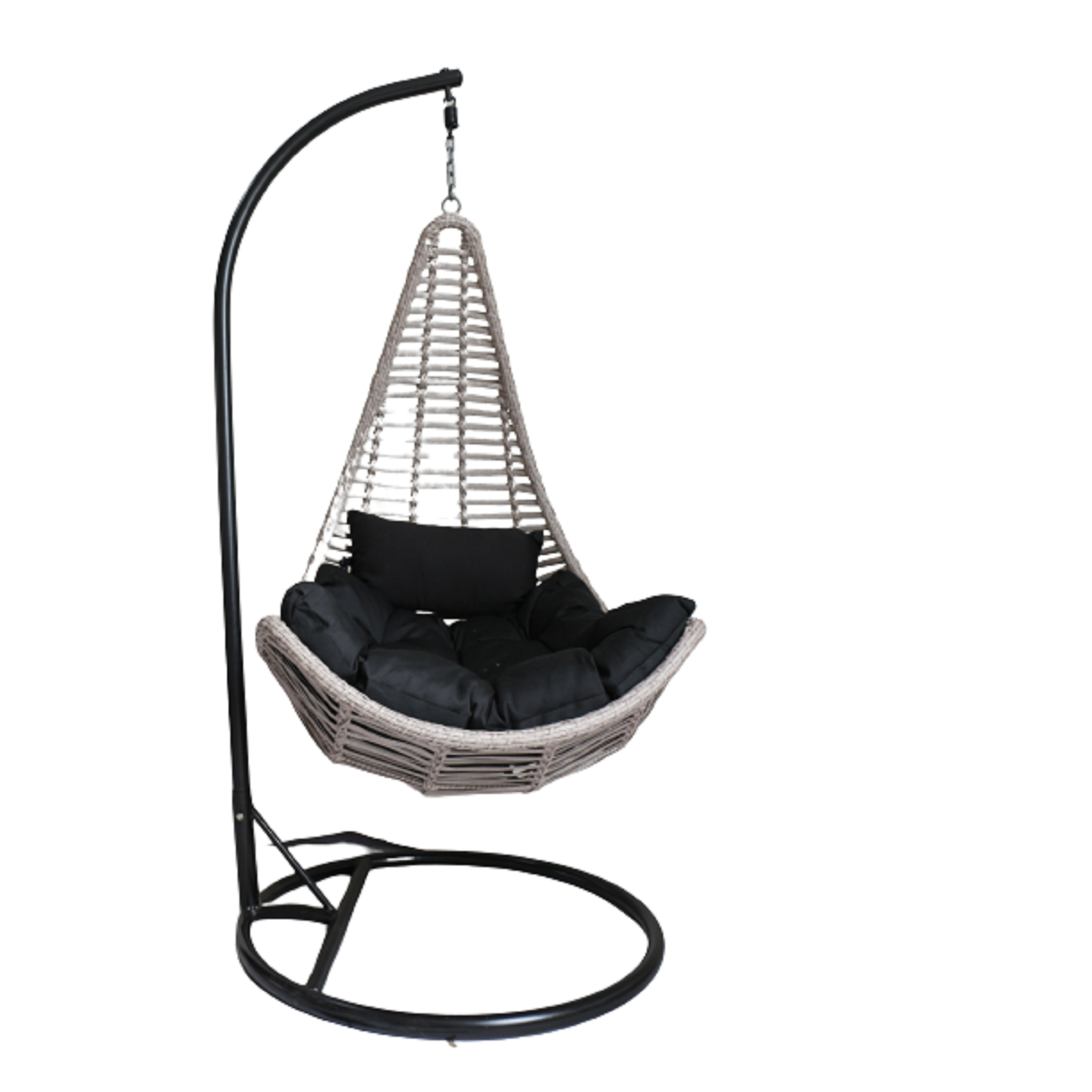 Outdoor Rattan Wicker Single Seat Hanging Egg Swing Chair with Metal Stand Furniture Color Material Origin General Place Model