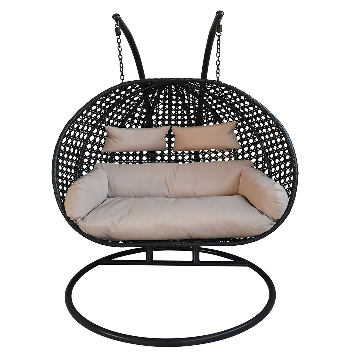 Modern Rattan Hanging Egg Chair With Stand Patio Swings Rocking Basket Double Chair Balcony Courtyard Garden Outdoor Furniture