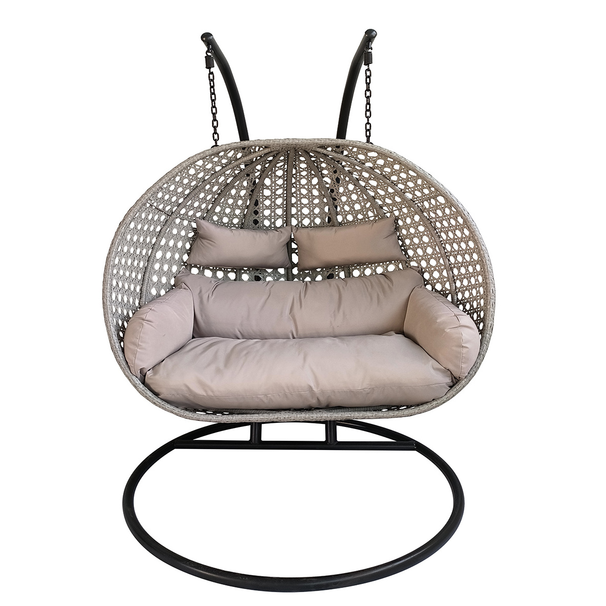 Modern Rattan Hanging Egg Chair With Stand Patio Swings Rocking Basket Double Chair Balcony Courtyard Garden Outdoor Furniture