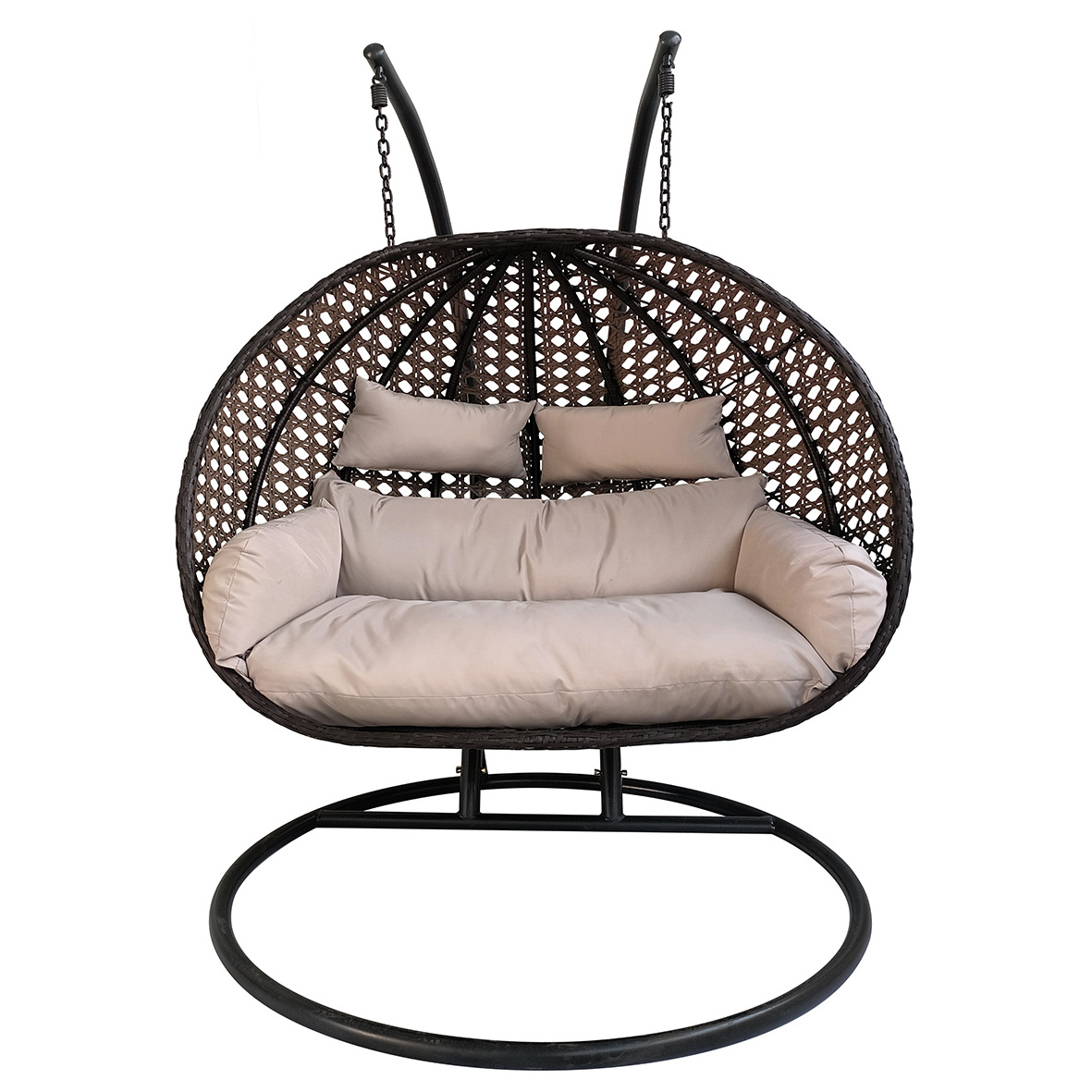 Modern Rattan Hanging Egg Chair With Stand Patio Swings Rocking Basket Double Chair Balcony Courtyard Garden Outdoor Furniture