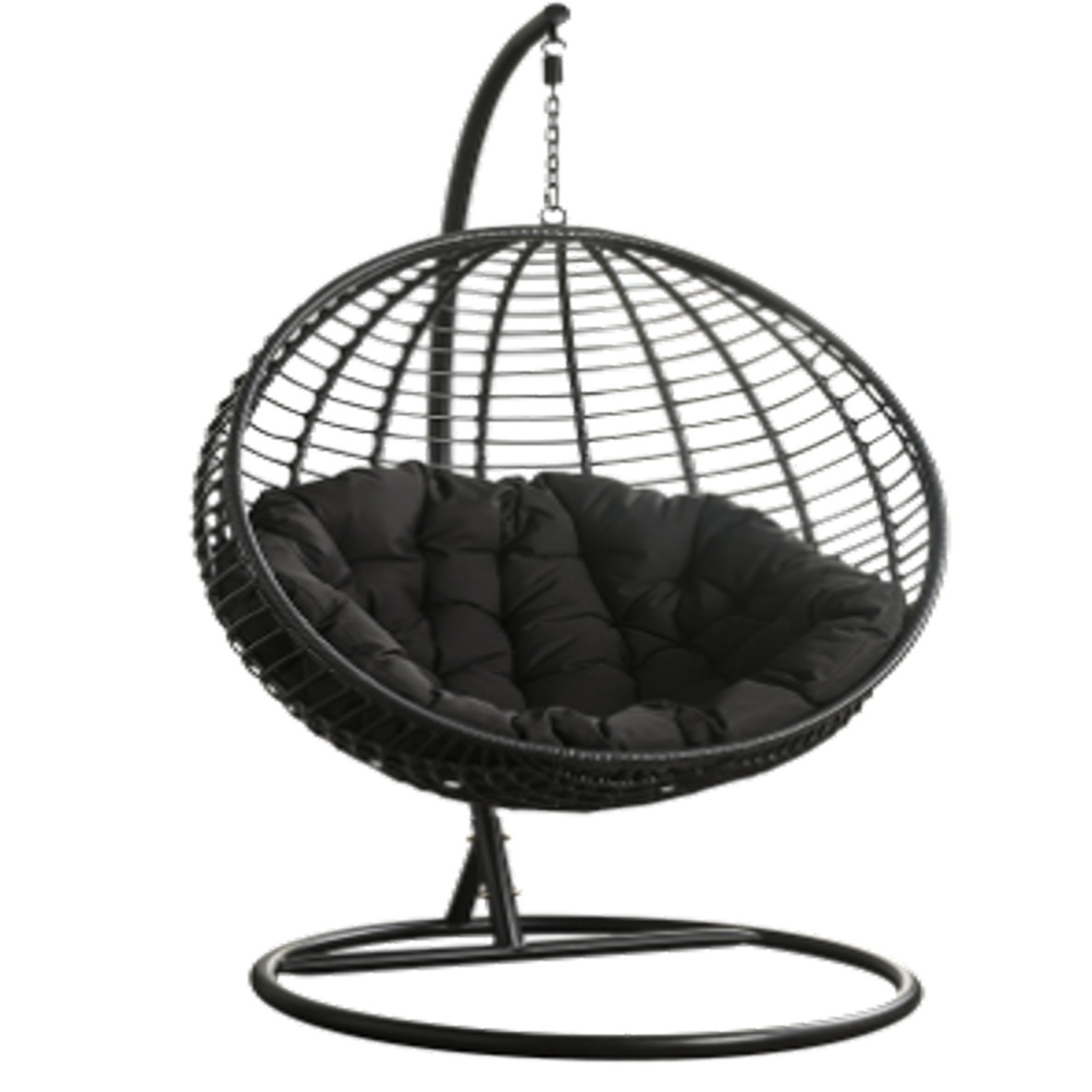 Wholesale custom PE rattan steel swing round hanging basket chair with seat cushion