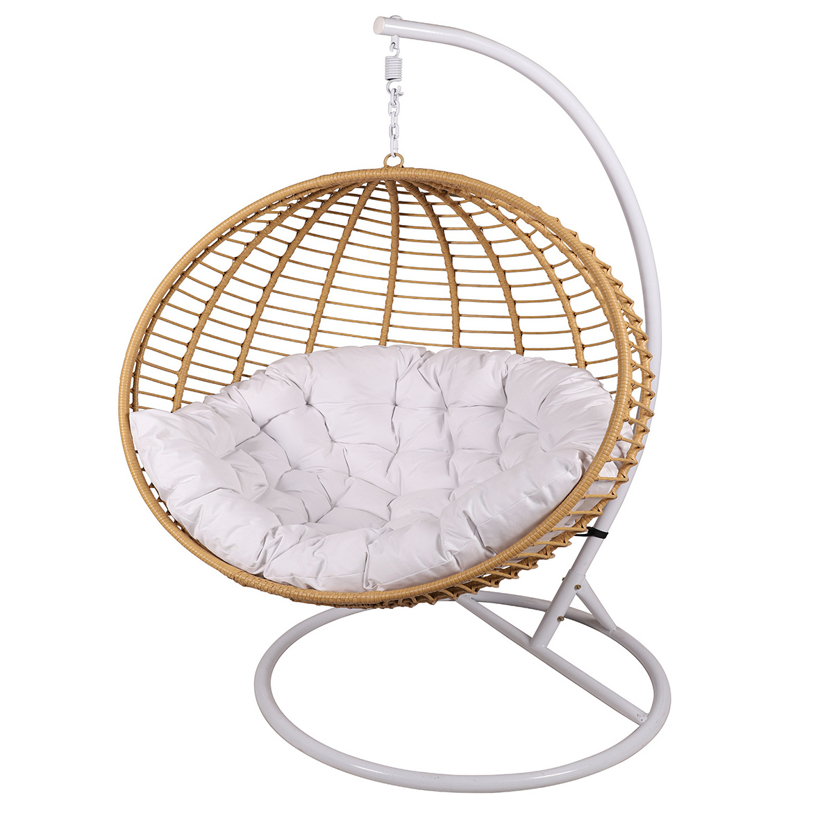 Wholesale custom PE rattan steel swing round hanging basket chair with seat cushion