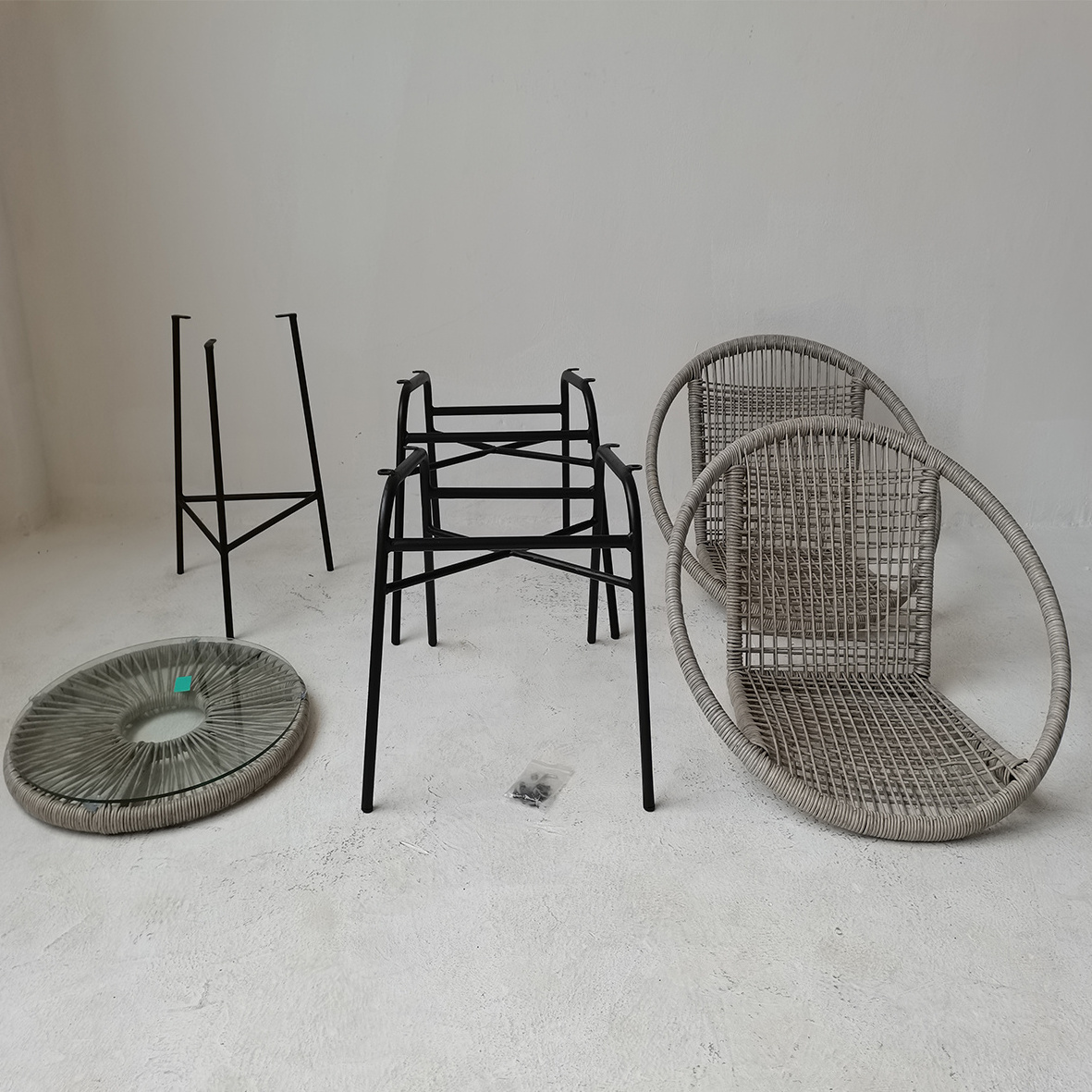 Balcony folding tea table and chair combination garden outdoor leisure rattan small table and chair rattan chair three-piece set