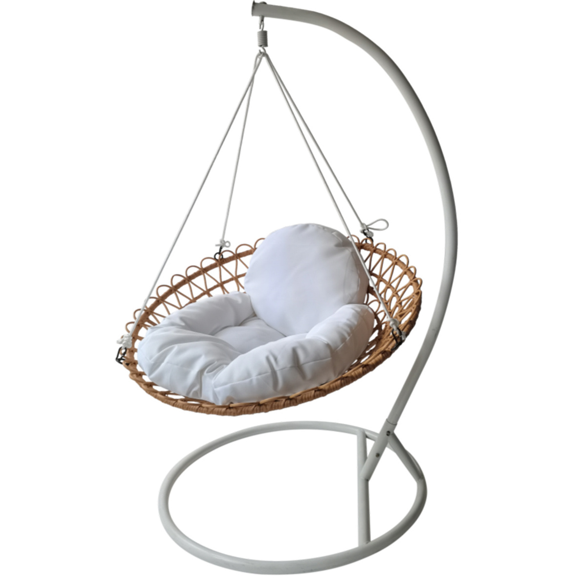 Round tassel cotton hammock rice white hammock indoor swing chair Hanging chain hanging chair Garden furniture swing chair