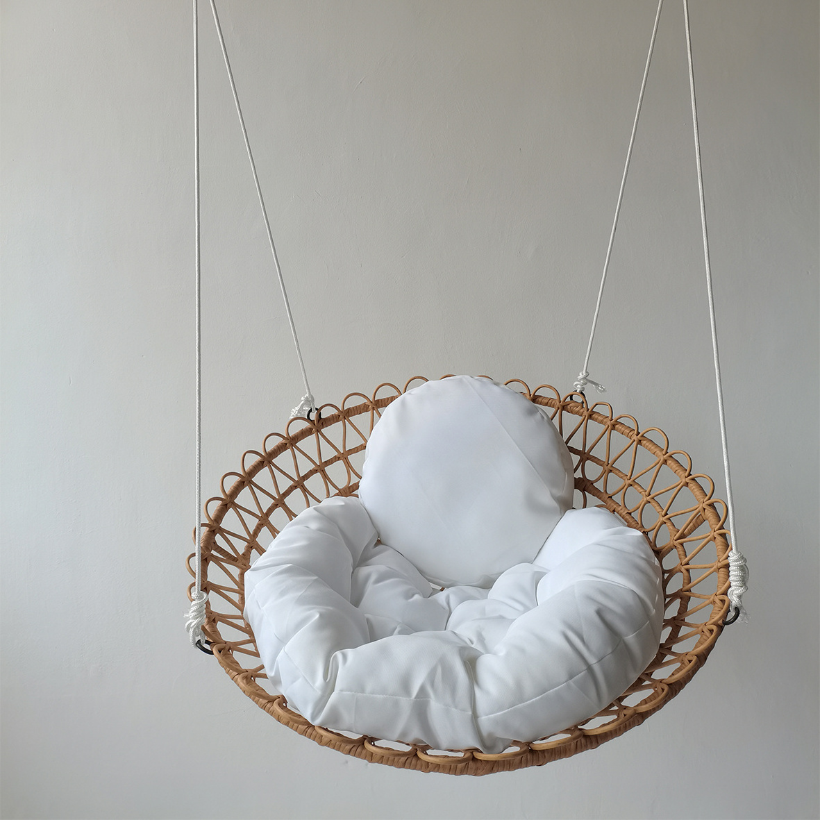 Round tassel cotton hammock rice white hammock indoor swing chair Hanging chain hanging chair Garden furniture swing chair