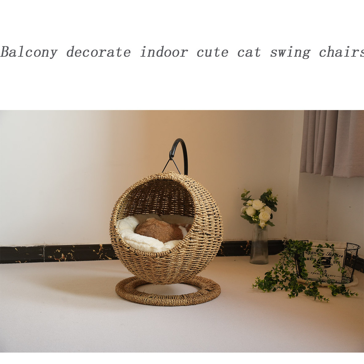 Eco-Life Pet Furniture Natural Series Balcony Decorate Indoor Cute Cat Little Dog Swing Chairs