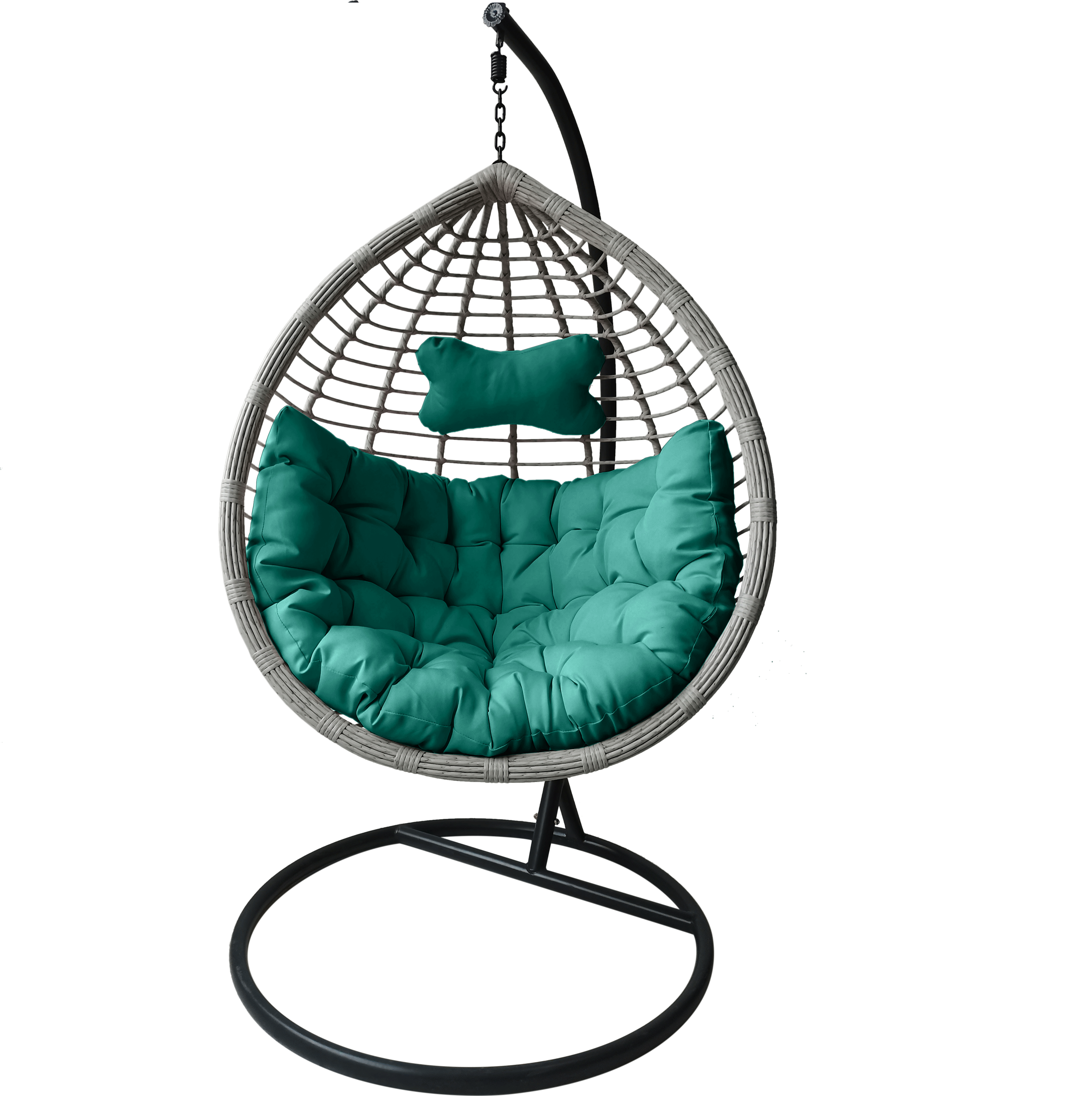 Outdoor Single Seat Garden Furniture Rattan Patio Big PE Rattan Swings Hanging Egg Chair with Stand