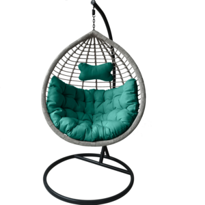 Outdoor Single Seat Garden Furniture Rattan Patio Big PE Rattan Swings Hanging Egg Chair with Stand