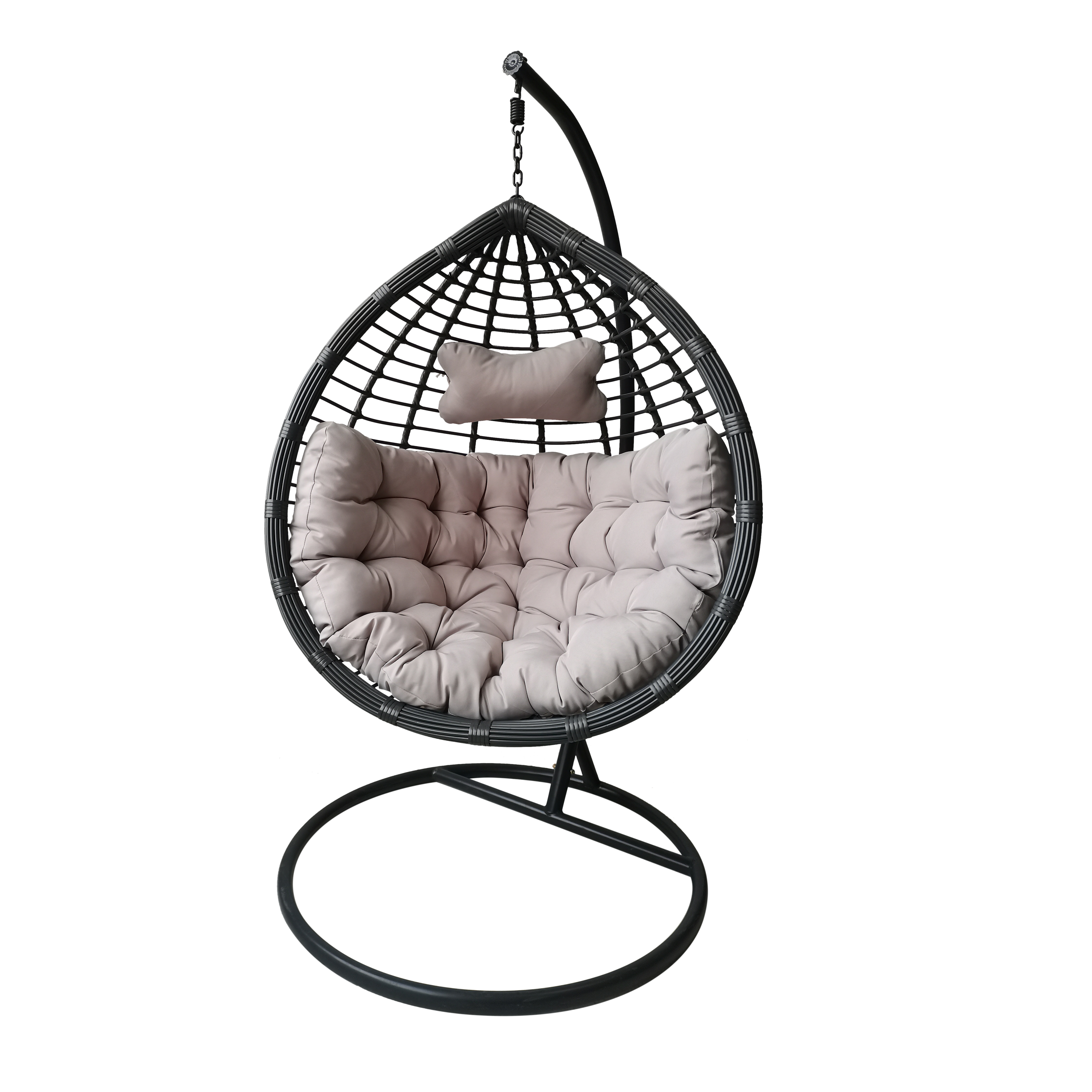 Outdoor Single Seat Garden Furniture Rattan Patio Big PE Rattan Swings Hanging Egg Chair with Stand