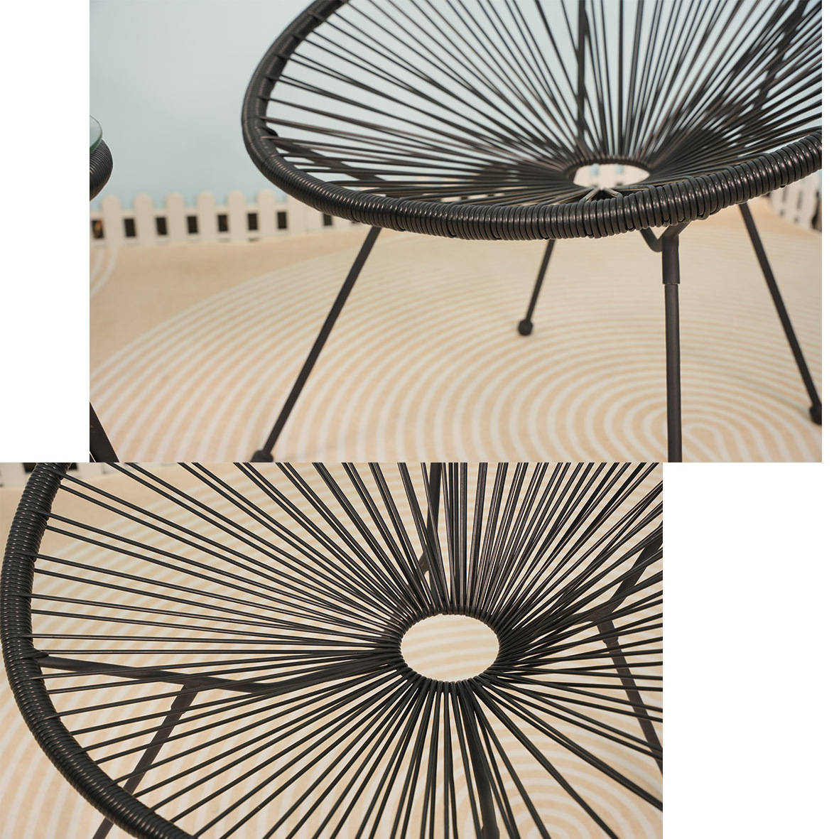 Outdoor Garden Set Indoor Furniture 2 Pieces Rattan Acapulco Chair Egg Chair No Glass Table