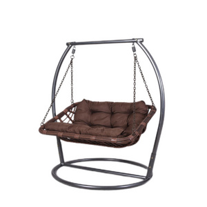 Wholesale Outdoor Garden Furniture Hanging Chairs Swing Standing Double Hanging Wicker With Big Cushion