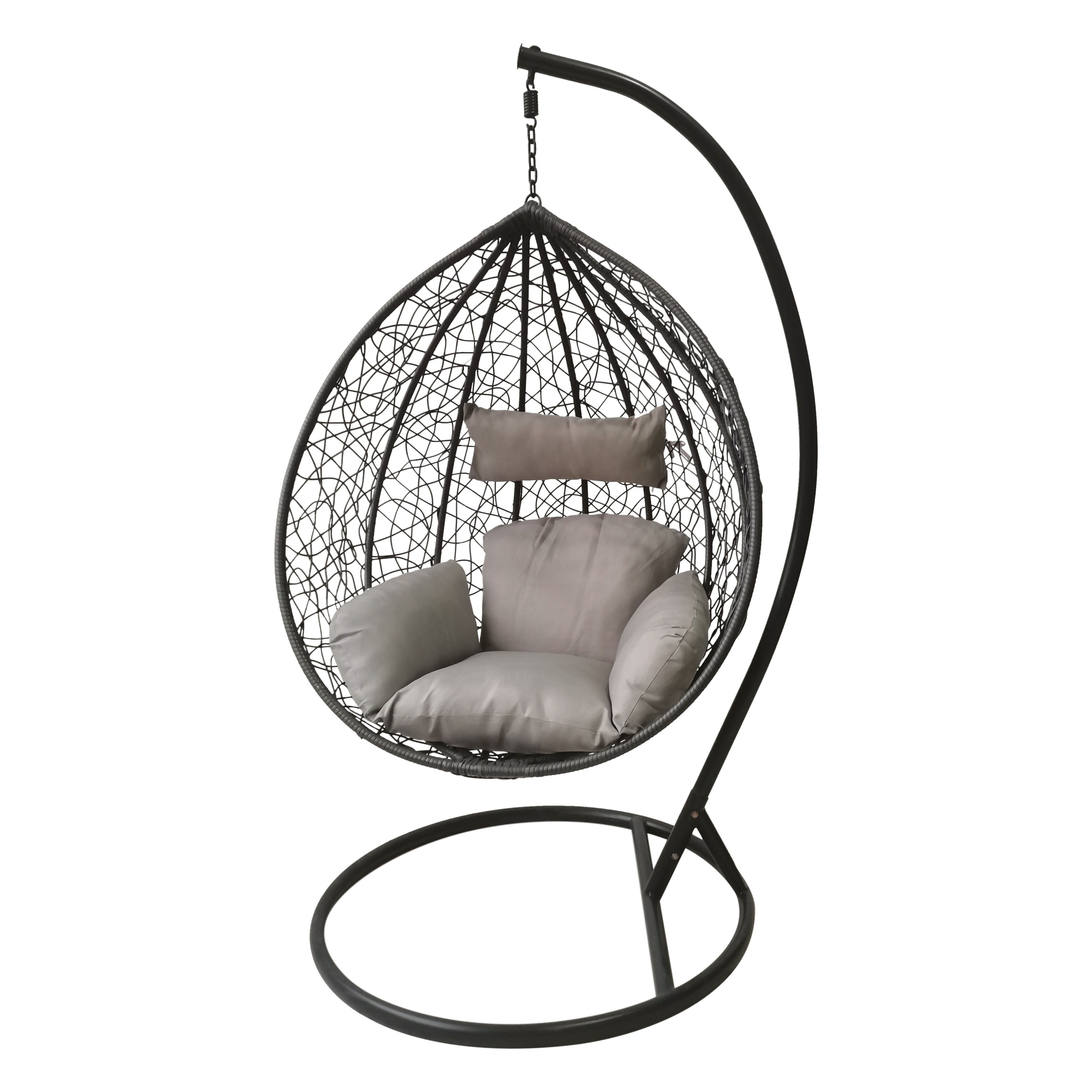 Cheap price  Outdoor indoor PE Rattan Wicker Seat Hanging Egg Swing Chair with Metal Stander Outdoor Furniture