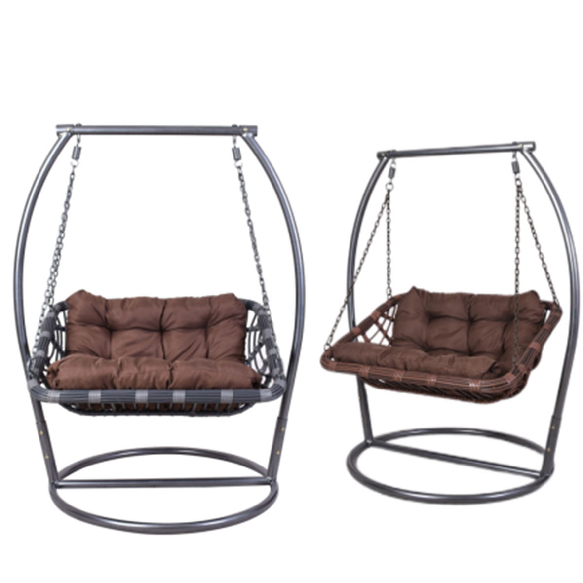 Wholesale Outdoor Garden Furniture Hanging Chairs Swing Standing Double Hanging Wicker With Big Cushion