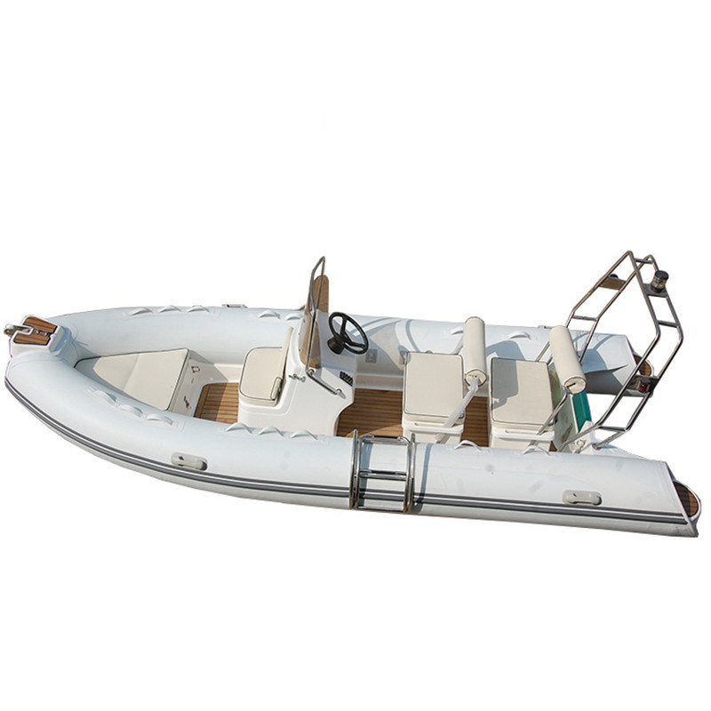 China rib pvc inflatable fiber glass fishing boat 6-8 persons for ocean lakes