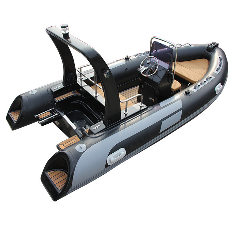 China rib pvc inflatable fiber glass fishing boat 6-8 persons for ocean lakes