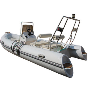 China rib pvc inflatable fiber glass fishing boat 6-8 persons for ocean lakes