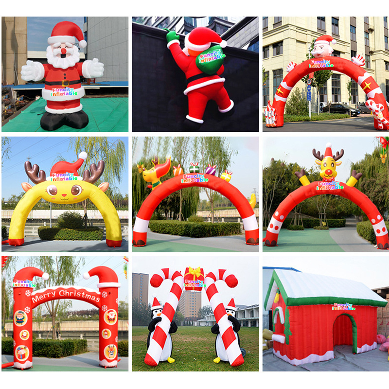 Outdoor Indoor Christmas With Led Light Samlls Train Inflatable Santa For Home Party Decoration