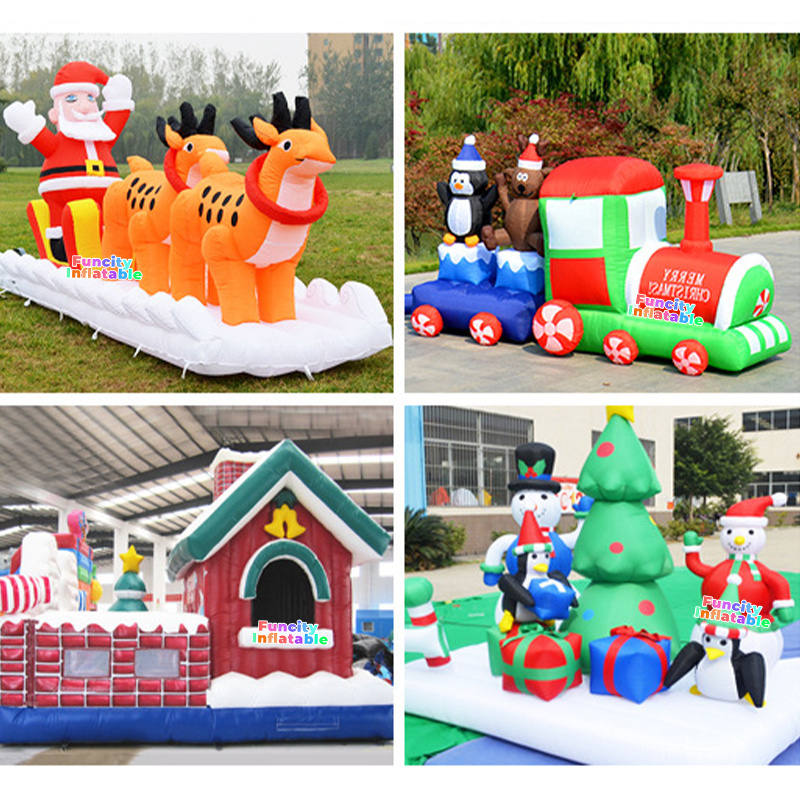 Outdoor Indoor Christmas With Led Light Samlls Train Inflatable Santa For Home Party Decoration