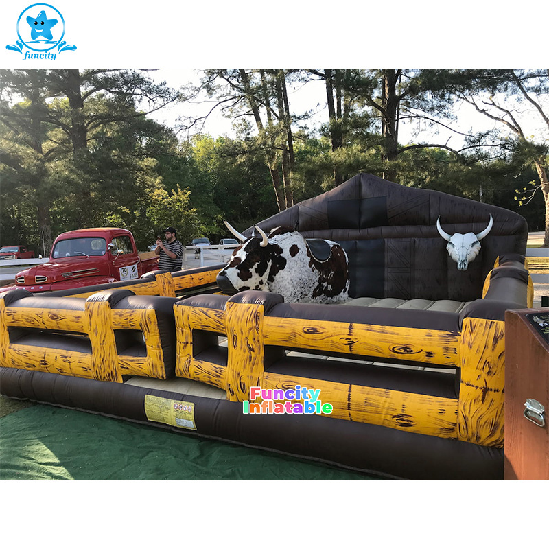 Outdoor Inflatable Sports Games Inflatable Rodeo Electric Mechanical bull Inflatable Arena Mechanical Bull Mattress For Sale