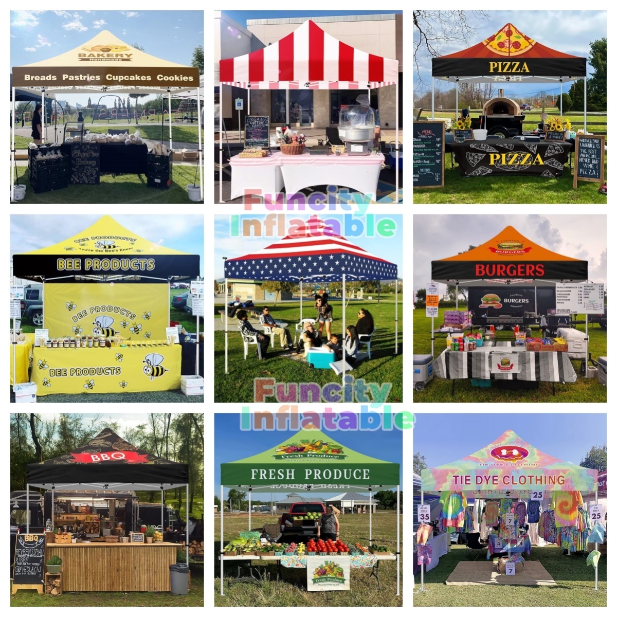 Commercial Gazebo Tent 3 x3 With Sidewall For Farmers Market Trade Show Tent Canopy 10x10