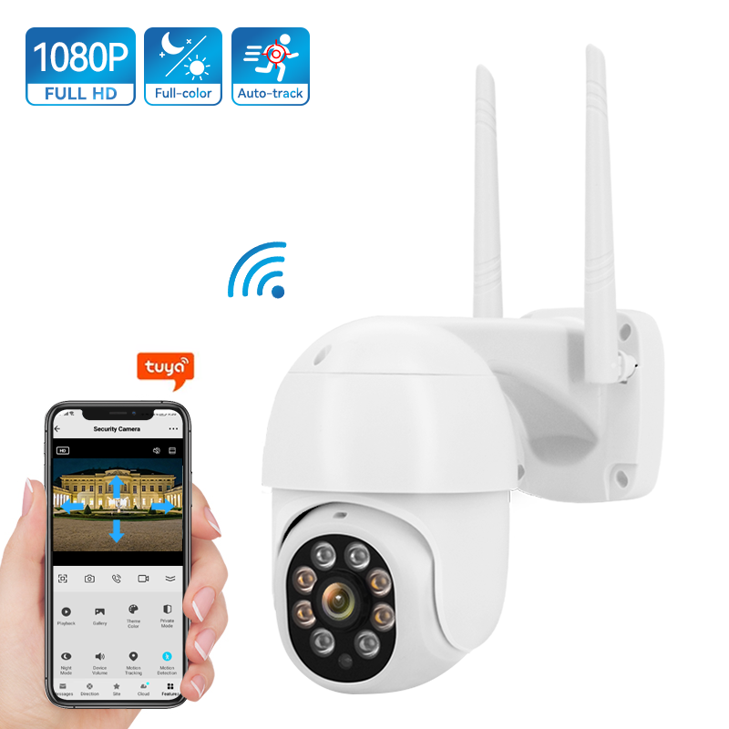 Full HD 1080P auto tracking wireless IP security speed dome ptz camera outdoor human detection smart tuya cctv ptz wifi camera