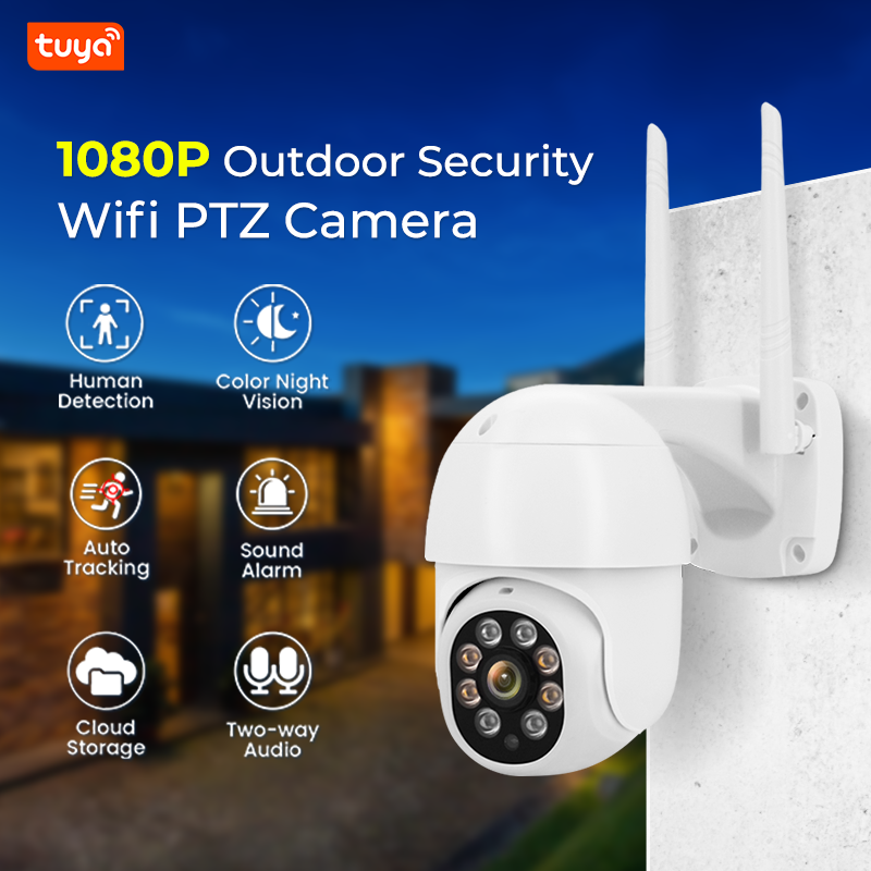 Full HD 1080P auto tracking wireless IP security speed dome ptz camera outdoor human detection smart tuya cctv ptz wifi camera