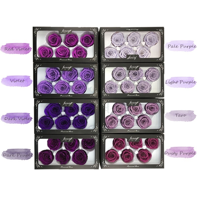 All Occasions Decorative Crafts Stabilized Purple Flowers Eternal Roses for Flower Wall