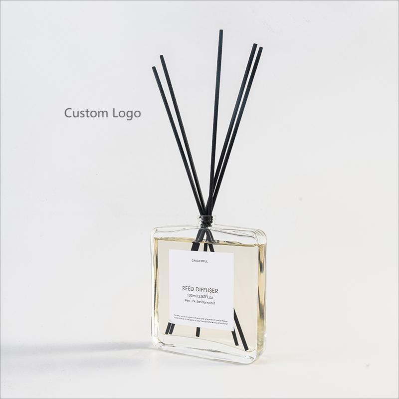 New Design Luxury Custom Private Natural Stick Transparent Glass Bottle Reed Diffuser With Gift Box