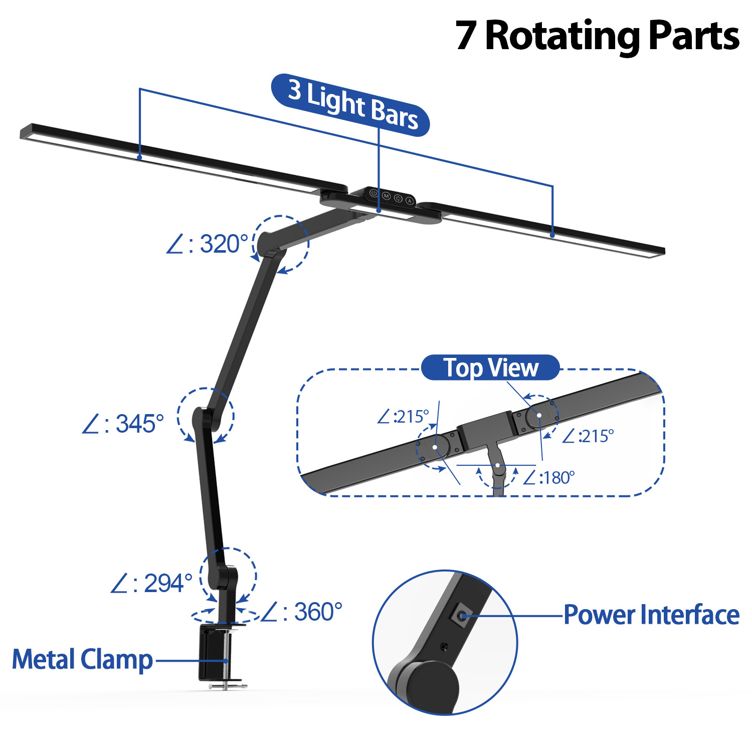 2023 Newest Auto Dimming Swing Arm Folding Led Desk Lamp Eye Protection Table Lamp with Clamp