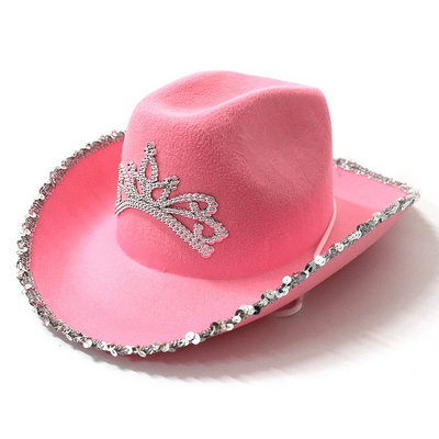 Wholesale western style cowgirl hat bulk sequin pink cowboy hats