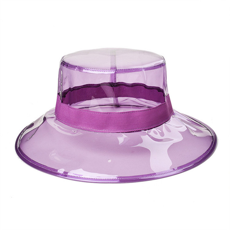 Fashion Beach Bucket Hat Summer PVC Plastic Sun Visor Cap Waterproof Rain Hat