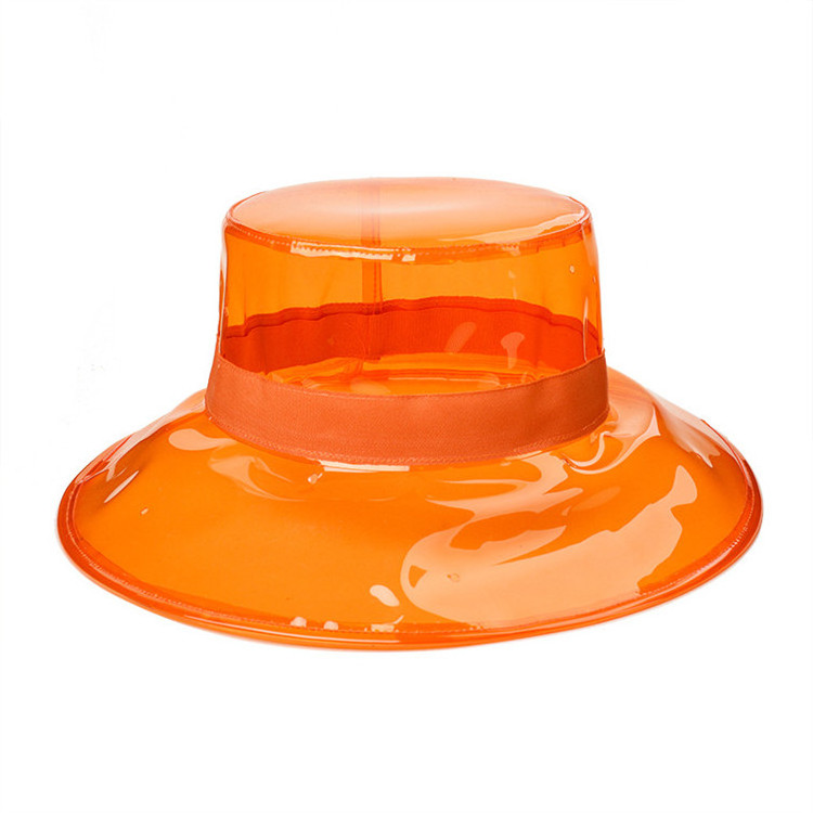 Fashion Beach Bucket Hat Summer PVC Plastic Sun Visor Cap Waterproof Rain Hat