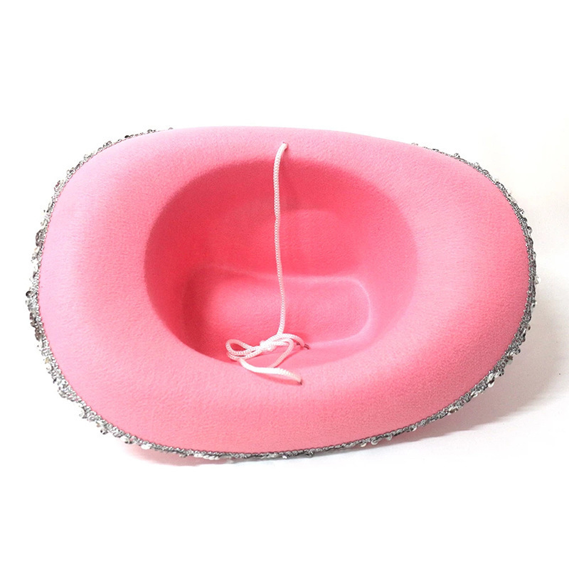 Wholesale western style cowgirl hat bulk sequin pink cowboy hats