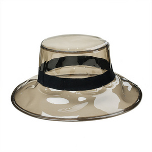 Fashion Beach Bucket Hat Summer PVC Plastic Sun Visor Cap Waterproof Rain Hat